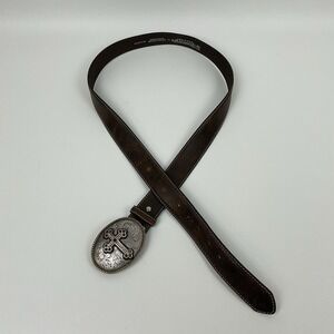 Nocona Leather Belt XL Brown Distressed Cross Buckle Western Cowboy Rodeo‎